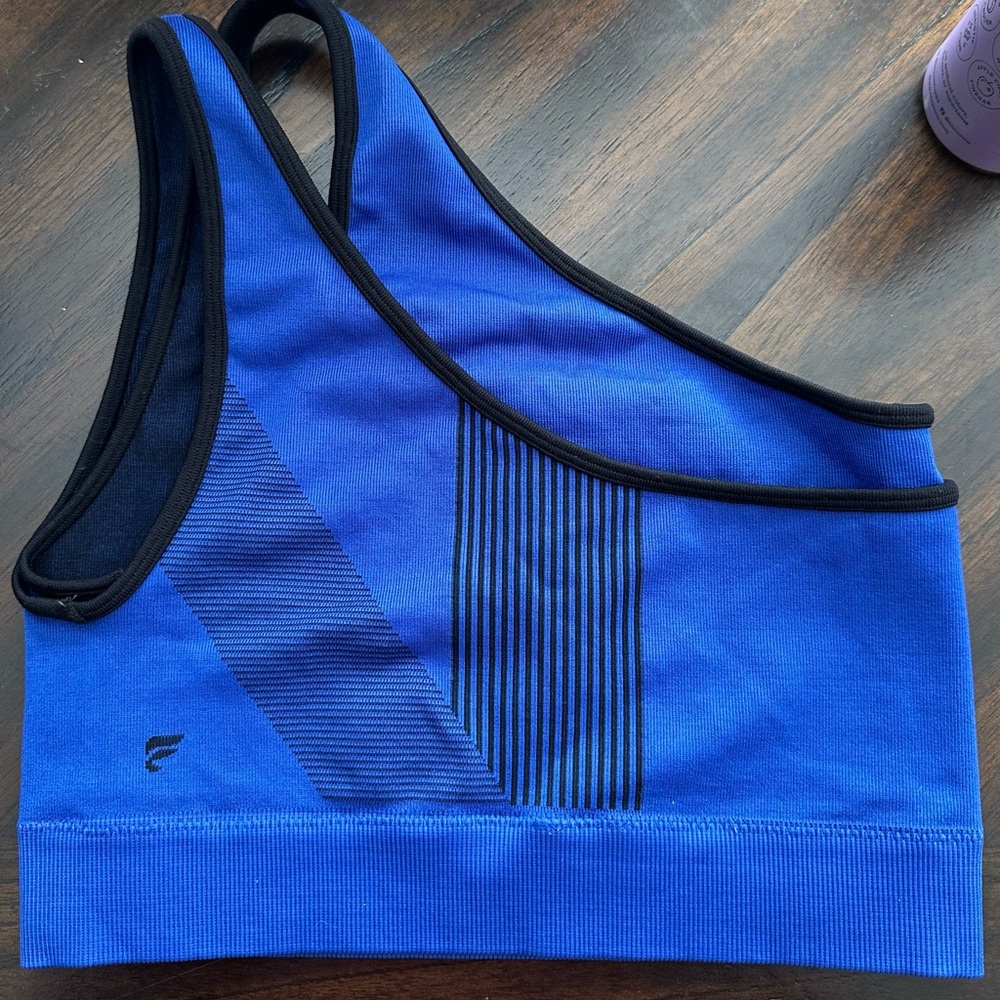 Fabletics Royal Blue and Black Seamless Sports Bra